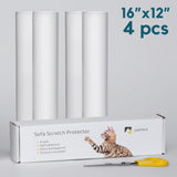 graphic showing sofa scratch protector sheets with sizes