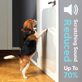 dog jumping on door protected with 35"x15" door shield