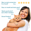 woman with cat and customer testimonials