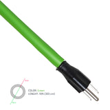 close-up of green pet wire protector with cable inside