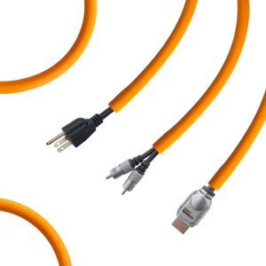 orange pet wire protectors with cables inside