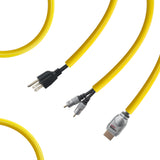 Yellow pet wire protectors in use